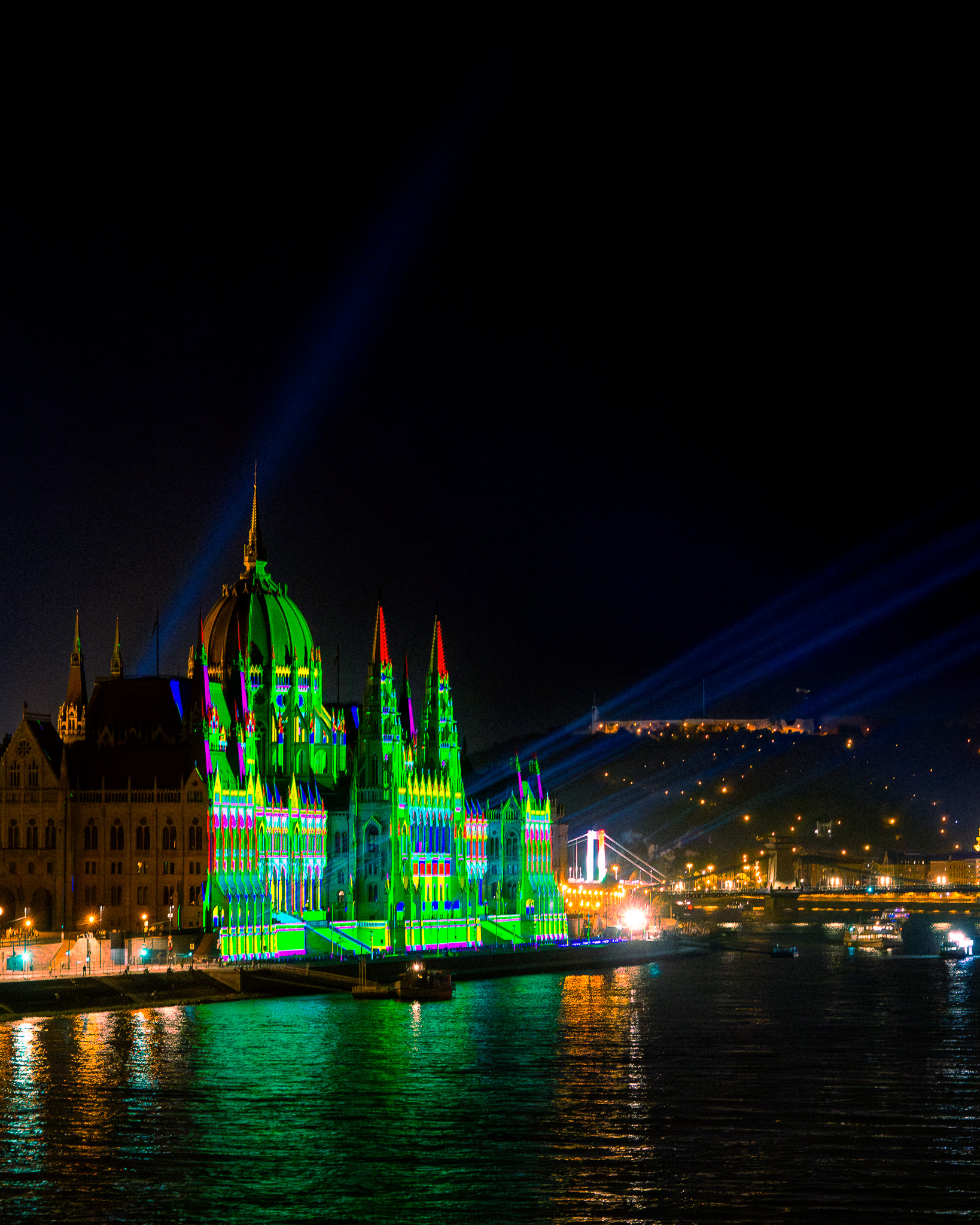 Projection on the Parliament building in Budapest