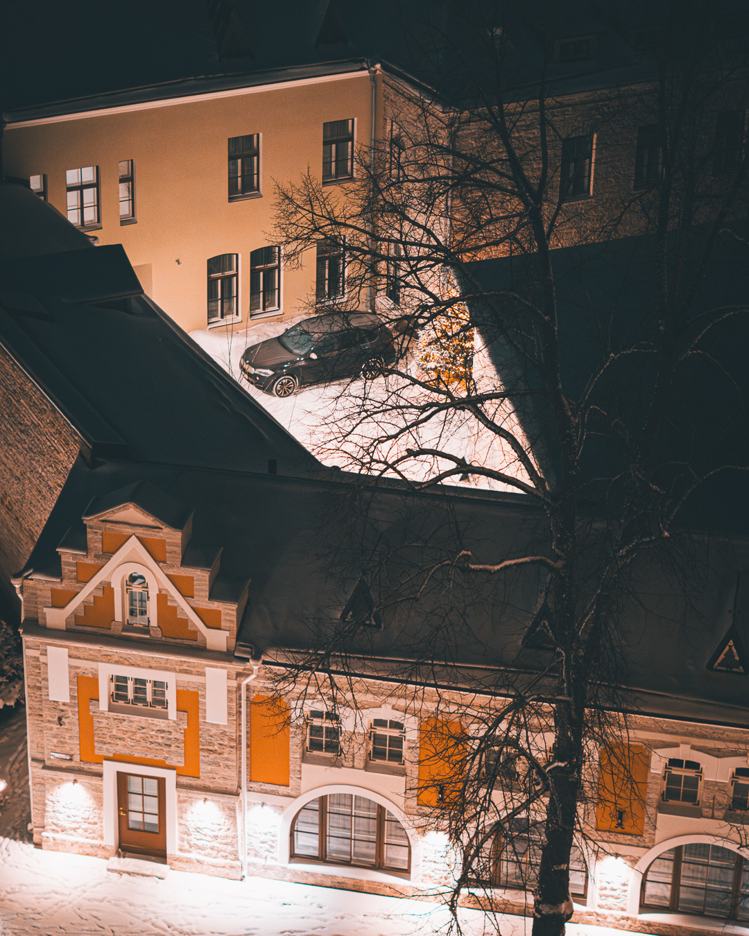 Top down view of old town building